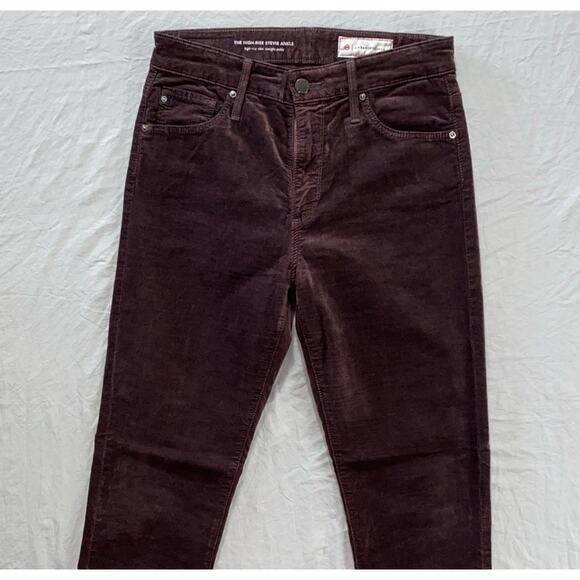 AG for Anthropologie The High Rise Stevie Ankle Velvet Jeans. Brown, Women's 26R - Picture 1 of 9